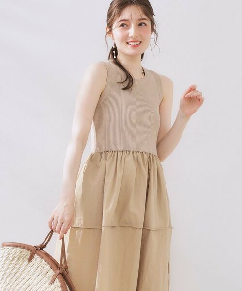 Couture Brooch / クチュールブローチ ロング・マキシ丈ワンピース | 布帛ドッキングニットワンピース | 詳細8