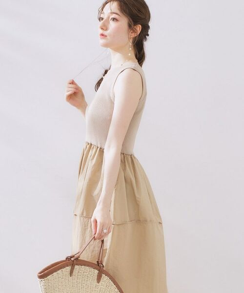 Couture Brooch / クチュールブローチ ロング・マキシ丈ワンピース | 布帛ドッキングニットワンピース | 詳細9