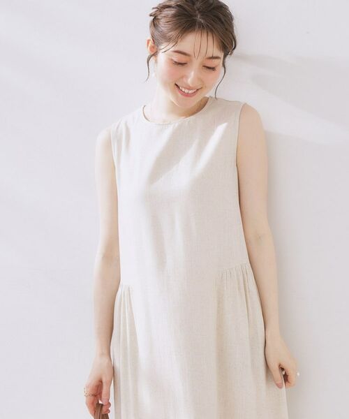 Couture Brooch / クチュールブローチ ロング・マキシ丈ワンピース | 麻混フレアデザインワンピース | 詳細1