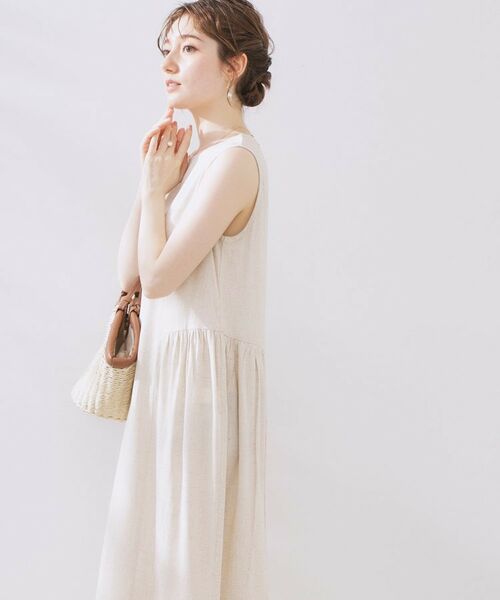 Couture Brooch / クチュールブローチ ロング・マキシ丈ワンピース | 麻混フレアデザインワンピース | 詳細2