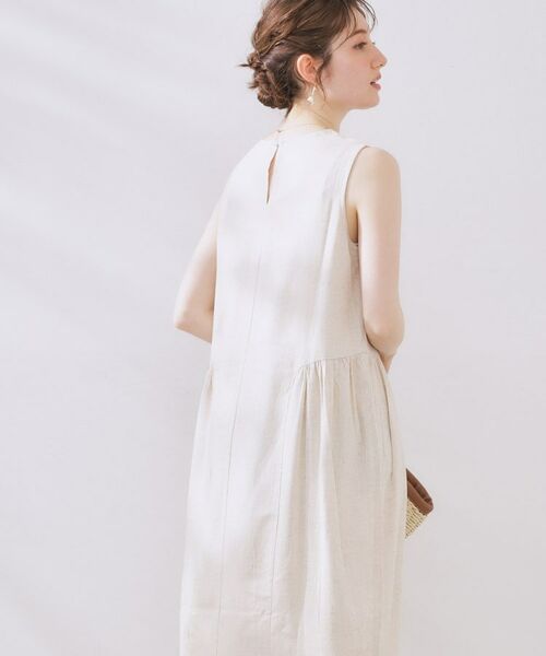 Couture Brooch / クチュールブローチ ロング・マキシ丈ワンピース | 麻混フレアデザインワンピース | 詳細3