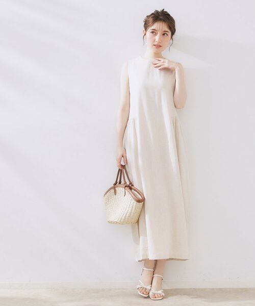 Couture Brooch / クチュールブローチ ロング・マキシ丈ワンピース | 麻混フレアデザインワンピース | 詳細4