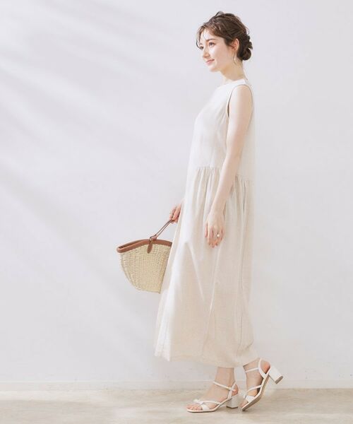 Couture Brooch / クチュールブローチ ロング・マキシ丈ワンピース | 麻混フレアデザインワンピース | 詳細5