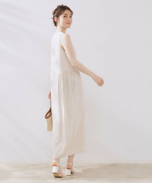 Couture Brooch / クチュールブローチ ロング・マキシ丈ワンピース | 麻混フレアデザインワンピース | 詳細6