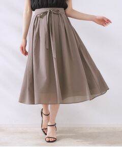Couture Brooch / クチュールブローチ スカート | 【きれいめ・通勤】細リボン付きパレットボイルスカート