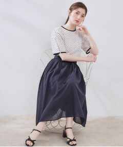 Couture Brooch / クチュールブローチ スカート | 【きれいめ・通勤】細リボン付きパレットボイルスカート