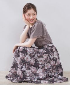 Couture Brooch / クチュールブローチ スカート | 【きれいめ・通勤】細リボン付きパレットボイルスカート