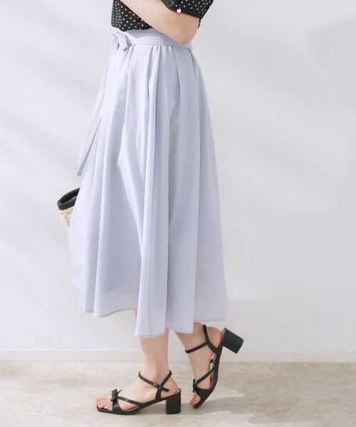 Couture Brooch / クチュールブローチ スカート | 【きれいめ・通勤】細リボン付きパレットボイルスカート | 詳細12