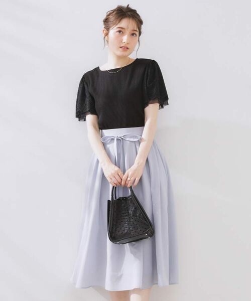 Couture Brooch / クチュールブローチ スカート | 【きれいめ・通勤】細リボン付きパレットボイルスカート | 詳細14