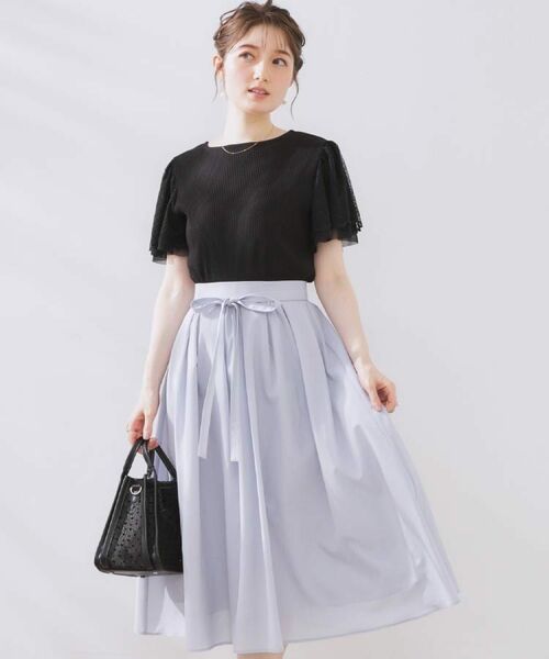 Couture Brooch / クチュールブローチ スカート | 【きれいめ・通勤】細リボン付きパレットボイルスカート | 詳細15