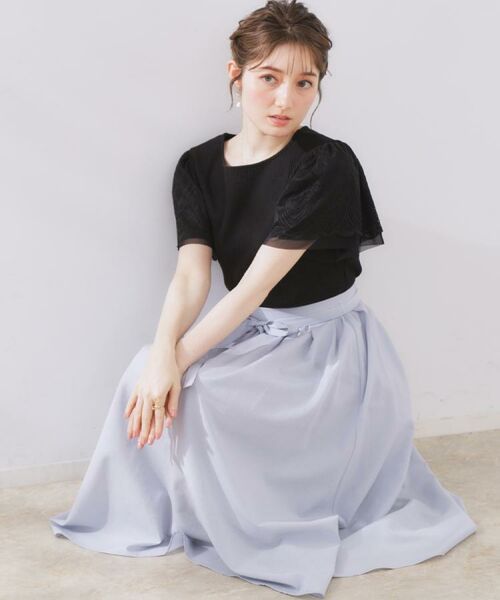 Couture Brooch / クチュールブローチ スカート | 【きれいめ・通勤】細リボン付きパレットボイルスカート | 詳細16