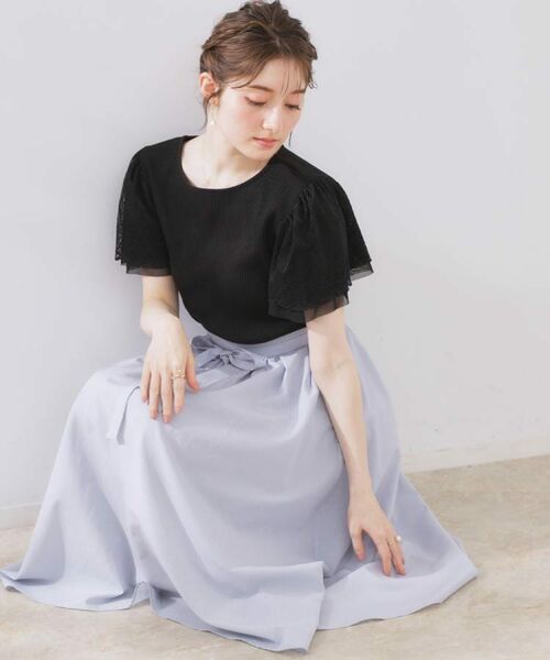 Couture Brooch / クチュールブローチ スカート | 【きれいめ・通勤】細リボン付きパレットボイルスカート | 詳細17