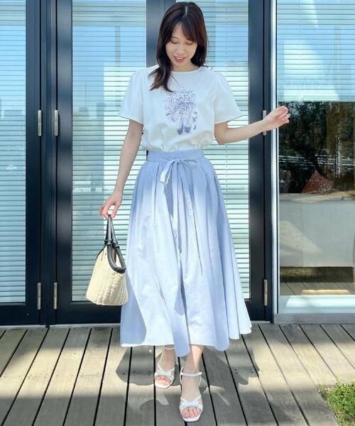 Couture Brooch / クチュールブローチ スカート | 【きれいめ・通勤】細リボン付きパレットボイルスカート | 詳細18