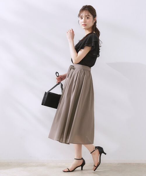 Couture Brooch / クチュールブローチ スカート | 【きれいめ・通勤】細リボン付きパレットボイルスカート | 詳細2