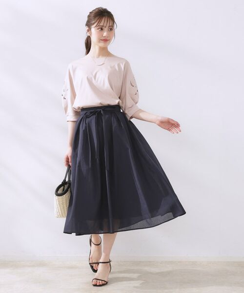 Couture Brooch / クチュールブローチ スカート | 【きれいめ・通勤】細リボン付きパレットボイルスカート | 詳細20