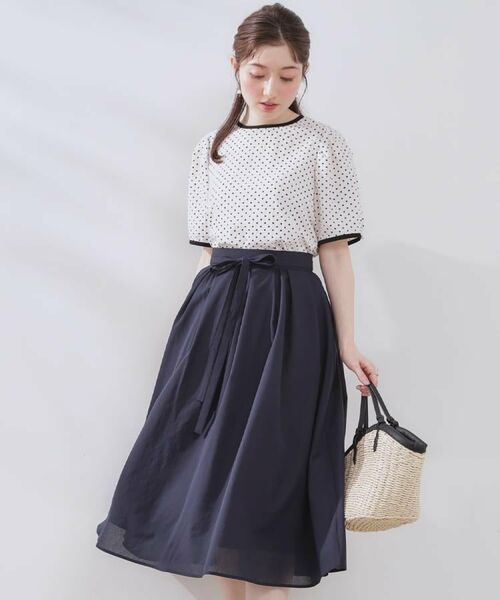 Couture Brooch / クチュールブローチ スカート | 【きれいめ・通勤】細リボン付きパレットボイルスカート | 詳細26
