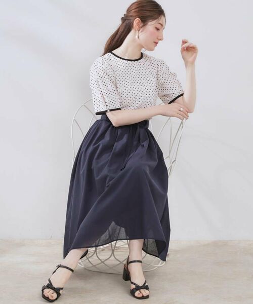 Couture Brooch / クチュールブローチ スカート | 【きれいめ・通勤】細リボン付きパレットボイルスカート | 詳細28