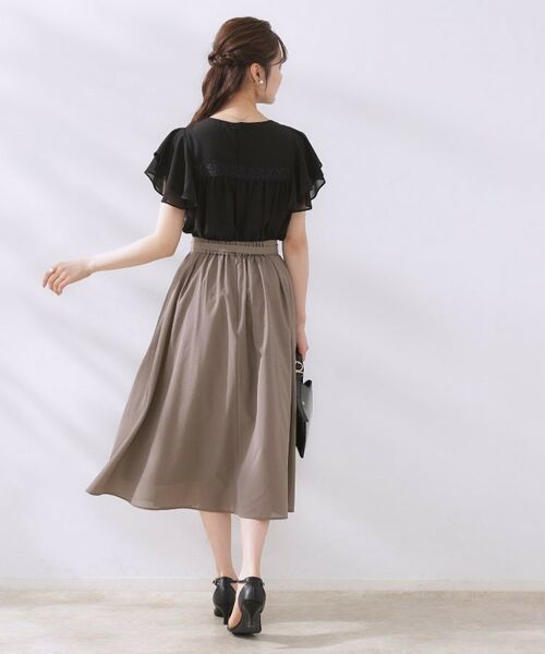 Couture Brooch / クチュールブローチ スカート | 【きれいめ・通勤】細リボン付きパレットボイルスカート | 詳細3