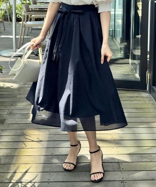 Couture Brooch / クチュールブローチ スカート | 【きれいめ・通勤】細リボン付きパレットボイルスカート | 詳細30