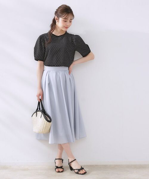 Couture Brooch / クチュールブローチ スカート | 【きれいめ・通勤】細リボン付きパレットボイルスカート | 詳細9