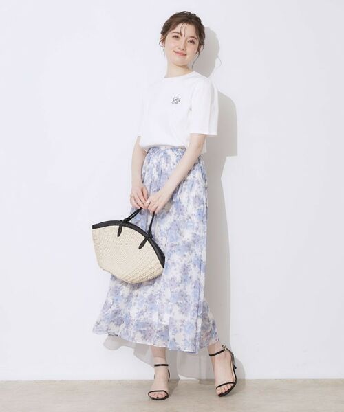 Couture Brooch / クチュールブローチ ロング・マキシ丈スカート | 【華やか・ウエストゴム】かすれプリント楊柳スカート | 詳細11