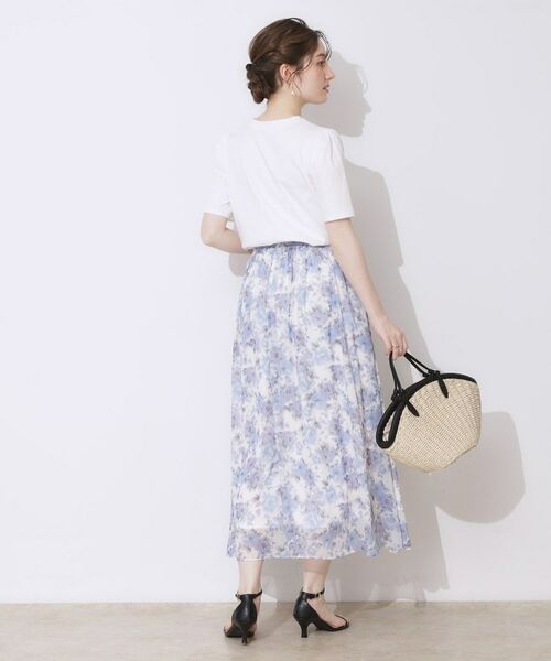 Couture Brooch / クチュールブローチ ロング・マキシ丈スカート | 【華やか・ウエストゴム】かすれプリント楊柳スカート | 詳細13