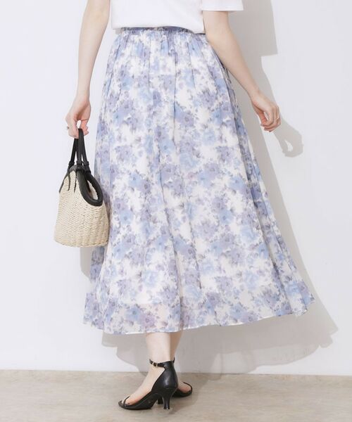 Couture Brooch / クチュールブローチ ロング・マキシ丈スカート | 【華やか・ウエストゴム】かすれプリント楊柳スカート | 詳細14