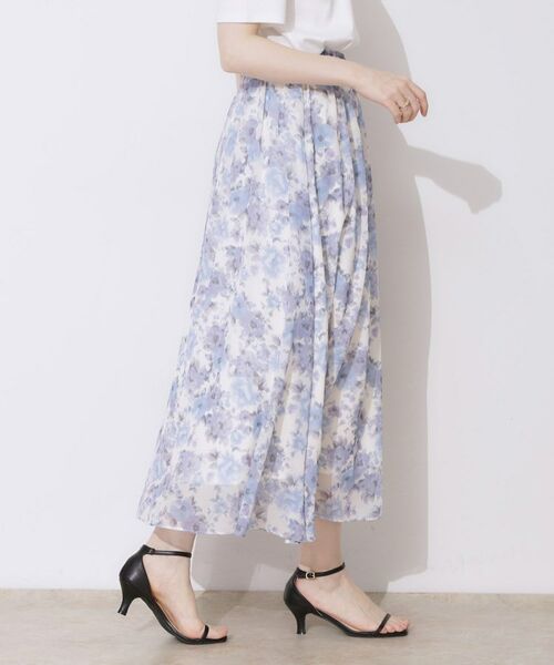 Couture Brooch / クチュールブローチ ロング・マキシ丈スカート | 【華やか・ウエストゴム】かすれプリント楊柳スカート | 詳細15