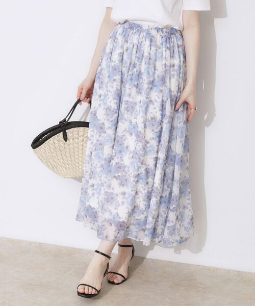Couture Brooch / クチュールブローチ ロング・マキシ丈スカート | 【華やか・ウエストゴム】かすれプリント楊柳スカート | 詳細16