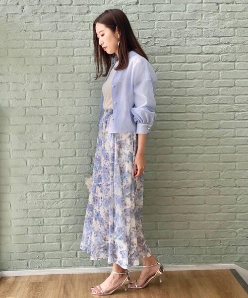 Couture Brooch / クチュールブローチ ロング・マキシ丈スカート | 【華やか・ウエストゴム】かすれプリント楊柳スカート | 詳細18