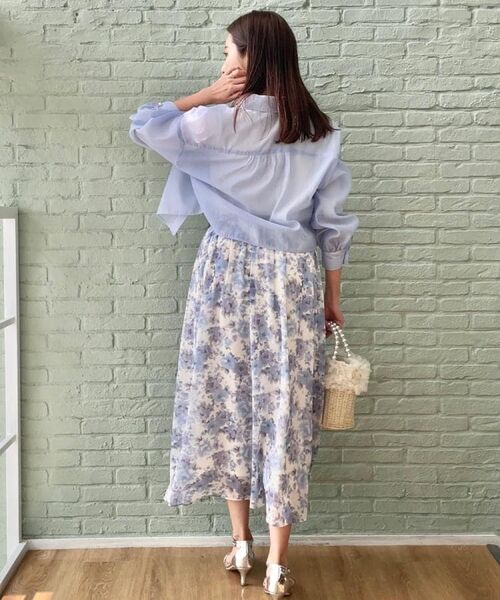 Couture Brooch / クチュールブローチ ロング・マキシ丈スカート | 【華やか・ウエストゴム】かすれプリント楊柳スカート | 詳細19