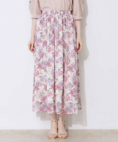 Couture Brooch / クチュールブローチ ロング・マキシ丈スカート | 【華やか・ウエストゴム】かすれプリント楊柳スカート | 詳細23