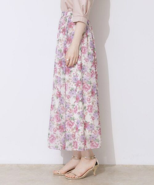 Couture Brooch / クチュールブローチ ロング・マキシ丈スカート | 【華やか・ウエストゴム】かすれプリント楊柳スカート | 詳細24