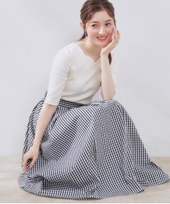 Couture Brooch / クチュールブローチ スカート | 【大人可愛い・ゴム仕様】ギンガムチェック　タック＆ギャザースカート