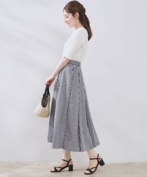 Couture Brooch / クチュールブローチ スカート | 【大人可愛い・ゴム仕様】ギンガムチェック タック&ギャザースカート | 詳細15