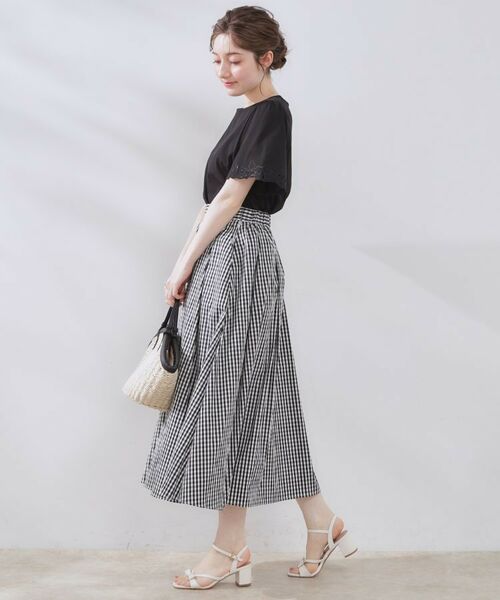 Couture Brooch / クチュールブローチ スカート | 【大人可愛い・ゴム仕様】ギンガムチェック タック&ギャザースカート | 詳細2