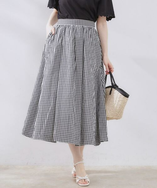 Couture Brooch / クチュールブローチ スカート | 【大人可愛い・ゴム仕様】ギンガムチェック タック&ギャザースカート | 詳細4