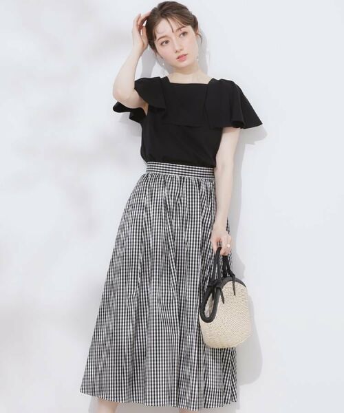 Couture Brooch / クチュールブローチ スカート | 【大人可愛い・ゴム仕様】ギンガムチェック タック&ギャザースカート | 詳細8
