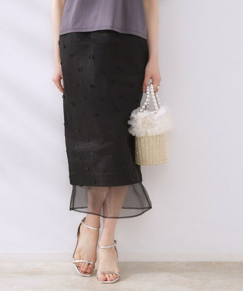 Couture Brooch / クチュールブローチ ロング・マキシ丈スカート | リボンジャカードシアーIラインスカート | 詳細1