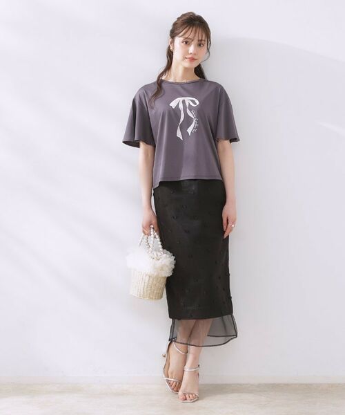 Couture Brooch / クチュールブローチ ロング・マキシ丈スカート | リボンジャカードシアーIラインスカート | 詳細4