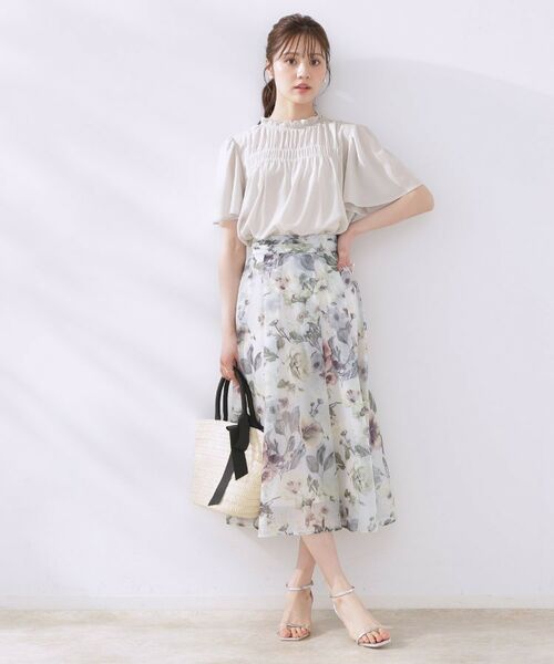 Couture Brooch / クチュールブローチ シャツ・ブラウス | 【二の腕カバー・通勤】シャーリングシアーブラウス | 詳細1