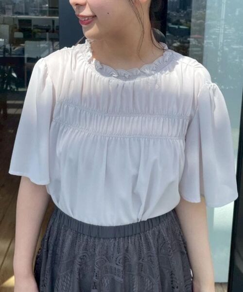 Couture Brooch / クチュールブローチ シャツ・ブラウス | 【二の腕カバー・通勤】シャーリングシアーブラウス | 詳細10