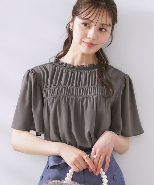 Couture Brooch / クチュールブローチ シャツ・ブラウス | 【二の腕カバー・通勤】シャーリングシアーブラウス | 詳細14