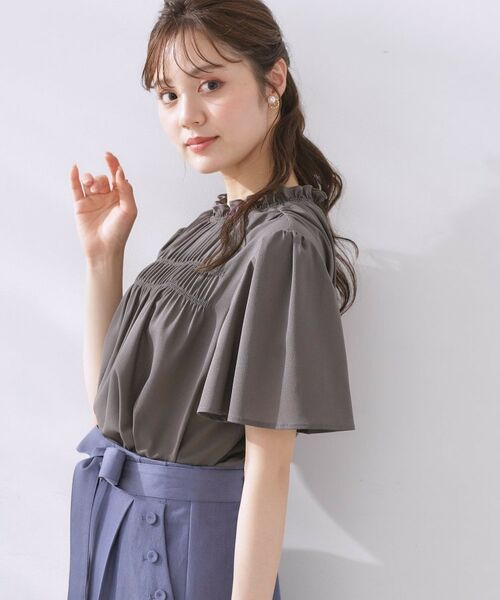 Couture Brooch / クチュールブローチ シャツ・ブラウス | 【二の腕カバー・通勤】シャーリングシアーブラウス | 詳細15