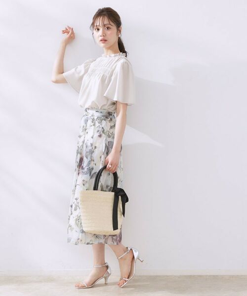 Couture Brooch / クチュールブローチ シャツ・ブラウス | 【二の腕カバー・通勤】シャーリングシアーブラウス | 詳細2