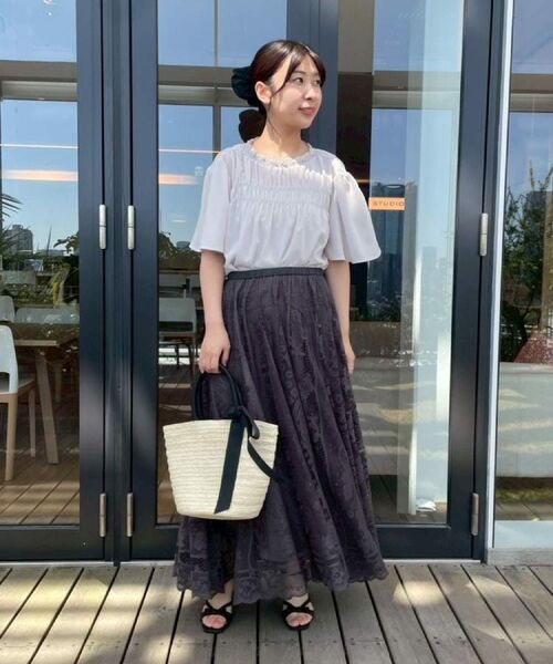 Couture Brooch / クチュールブローチ シャツ・ブラウス | 【二の腕カバー・通勤】シャーリングシアーブラウス | 詳細7