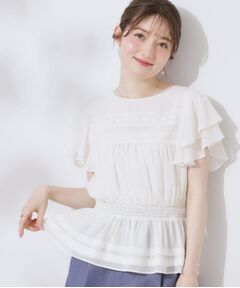 Couture Brooch / クチュールブローチ シャツ・ブラウス | 【大人可愛い・華やか】ダブルフリル袖ペプラムブラウス