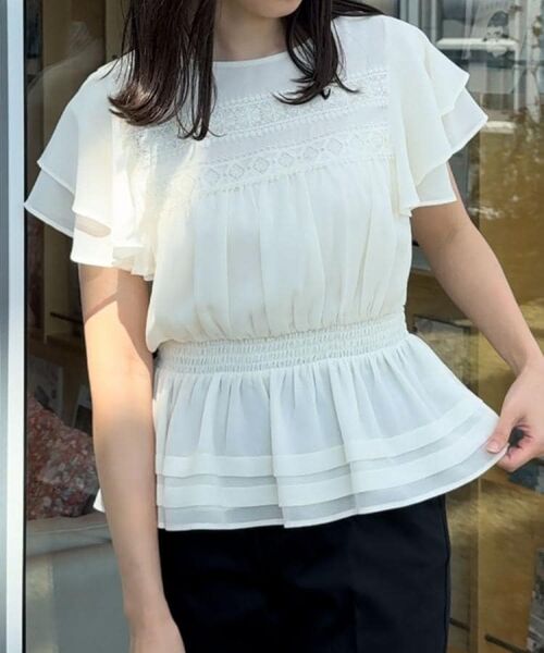 Couture Brooch / クチュールブローチ シャツ・ブラウス | 【大人可愛い・華やか】ダブルフリル袖ペプラムブラウス | 詳細13