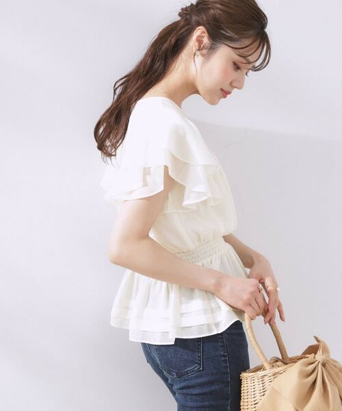 Couture Brooch / クチュールブローチ シャツ・ブラウス | 【大人可愛い・華やか】ダブルフリル袖ペプラムブラウス | 詳細5