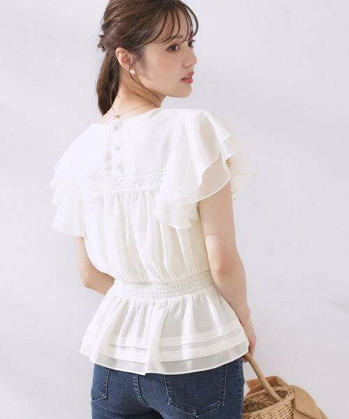 Couture Brooch / クチュールブローチ シャツ・ブラウス | 【大人可愛い・華やか】ダブルフリル袖ペプラムブラウス | 詳細6